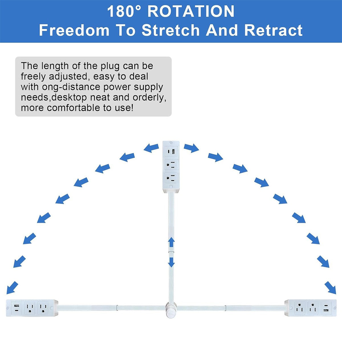 Electrical Outlet Extender Features USB-A, USB-C, and 2 AC Electrical Outlet Ext