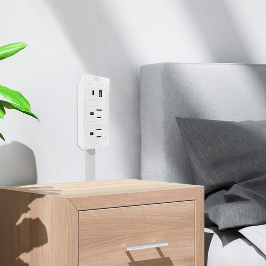 Electrical Outlet Extender Features USB-A, USB-C, and 2 AC Electrical Outlet Ext